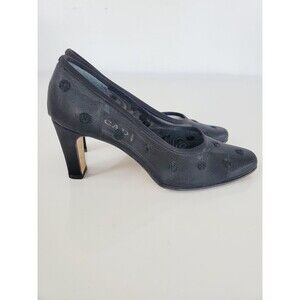 Arcadi Womena Dots Mesh Pumps  Size 35 Black Heels Italy Made Shoes